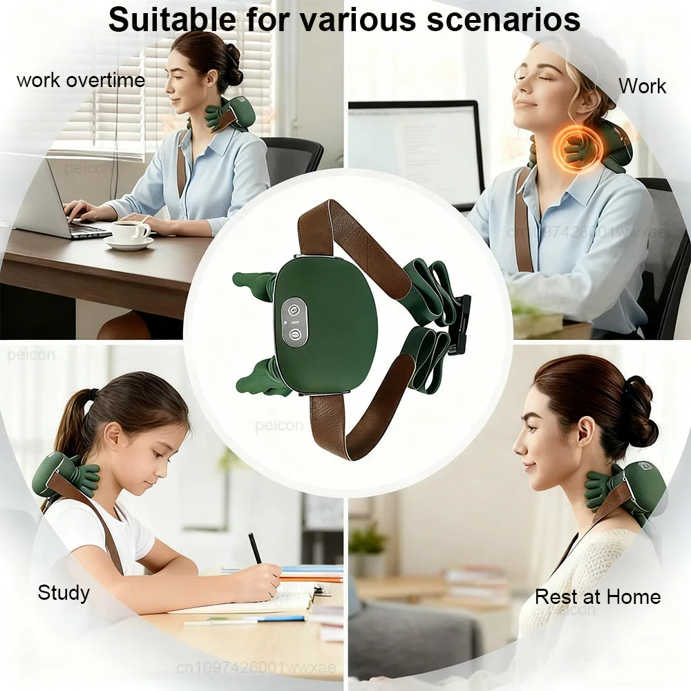 Electric Neck Massager Portable Shiatsu Neck and Shoulder Massager with 3-Level Modes Deep Tissue Kneading  for Pain Relief